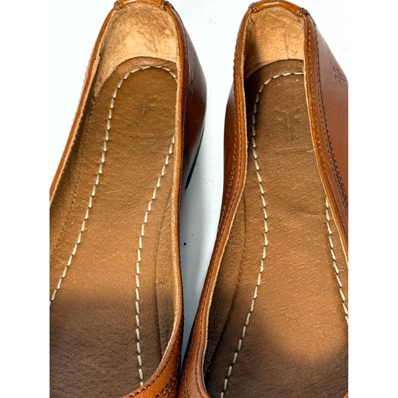 Frye Carson Womens Ballet Flats US 6.5 Cognac Leather Casual Slip-On Shoes - Picture 5 of 10